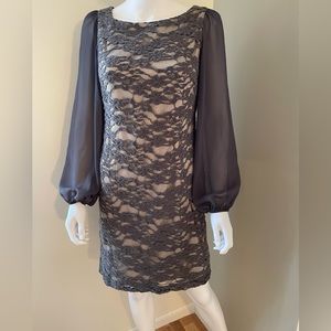 Grey lace mini dress